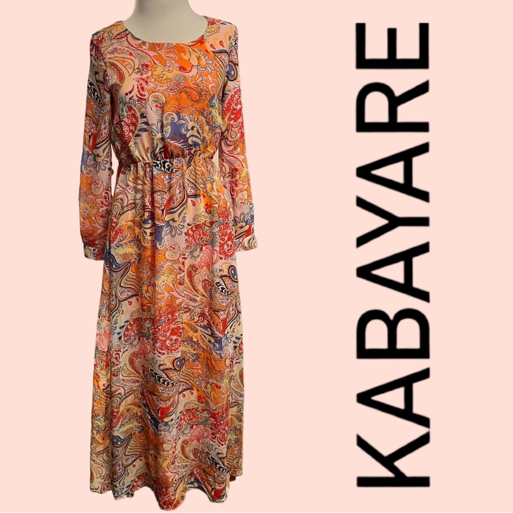 Kabayare Long Sleeve Paisley Maxi Dress Size S